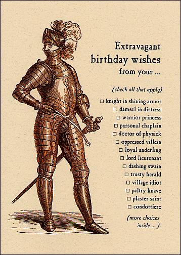 Knight in shining armor card