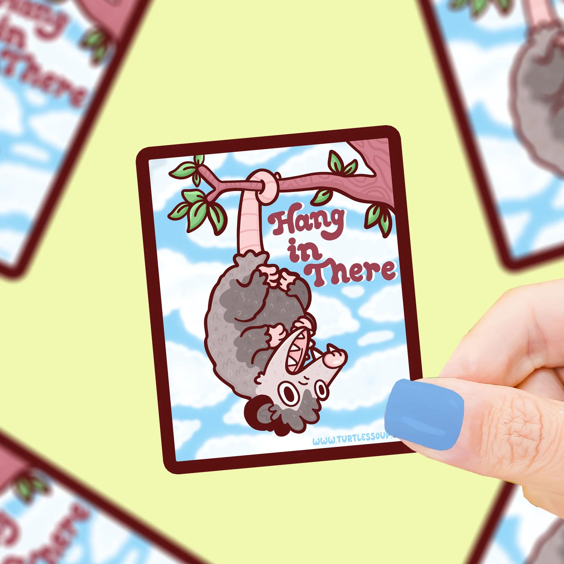 Hang in There Opposum Vinyl Sticker